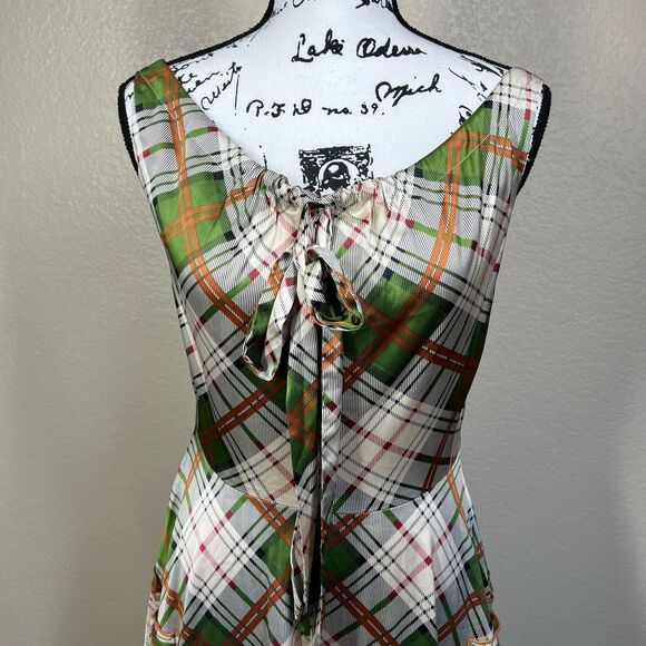 Coconinno 'Ever So Sweetheart' Plaid Dress Green rust orange cream size S boho - Picture 10 of 14